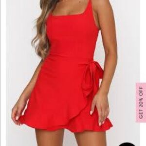 NWT- Gianni bini Chic Red Mini Wrap Dress with Side Bow Detail